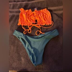 Zaful Orange and Teal Bikini Set